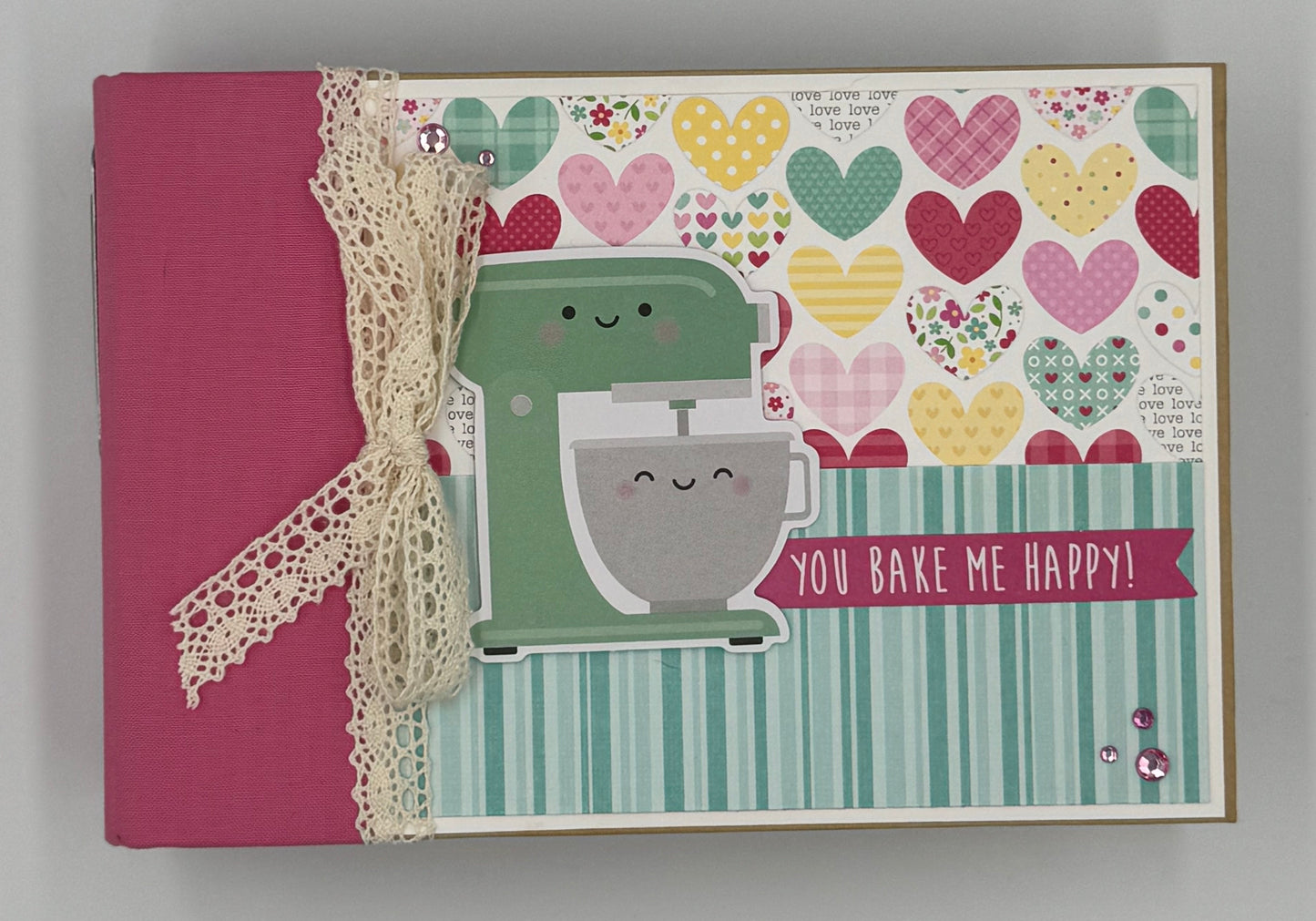 You Bake Me Happy-5X7 Mini Scrapbook Recipe Photo Album (Pre-made)