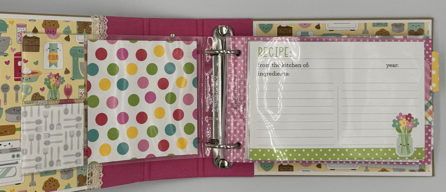 You Bake Me Happy-5X7 Mini Scrapbook Recipe Photo Album (Pre-made)