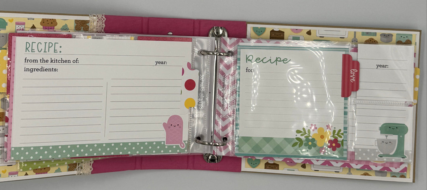 You Bake Me Happy-5X7 Mini Scrapbook Recipe Photo Album (Pre-made)