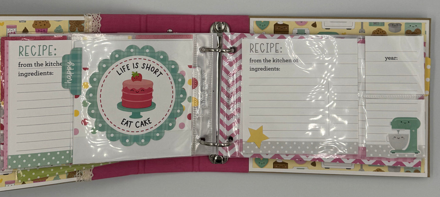 You Bake Me Happy-5X7 Mini Scrapbook Recipe Photo Album (Pre-made)