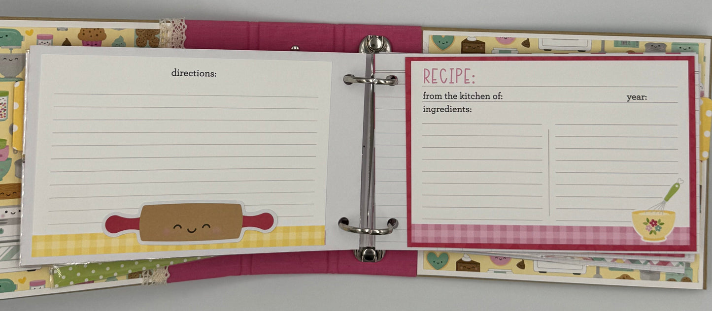 You Bake Me Happy-5X7 Mini Scrapbook Recipe Photo Album (Pre-made)
