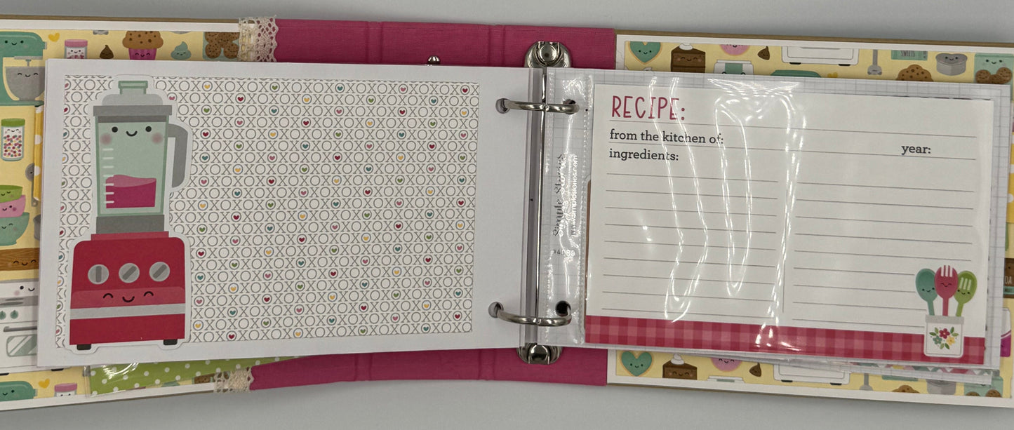 You Bake Me Happy-5X7 Mini Scrapbook Recipe Photo Album (Pre-made)